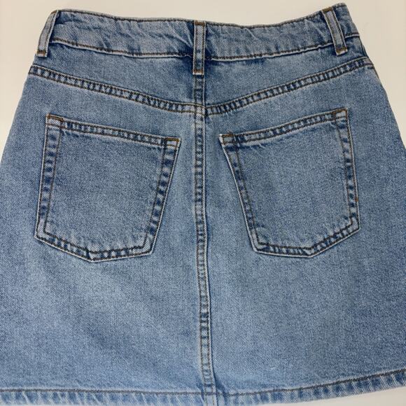 Topshop Moto Skirt Denim Sz 4 Jean Flowy Romantic Sexy Festival Funky Zipper Y2K - Picture 8 of 10